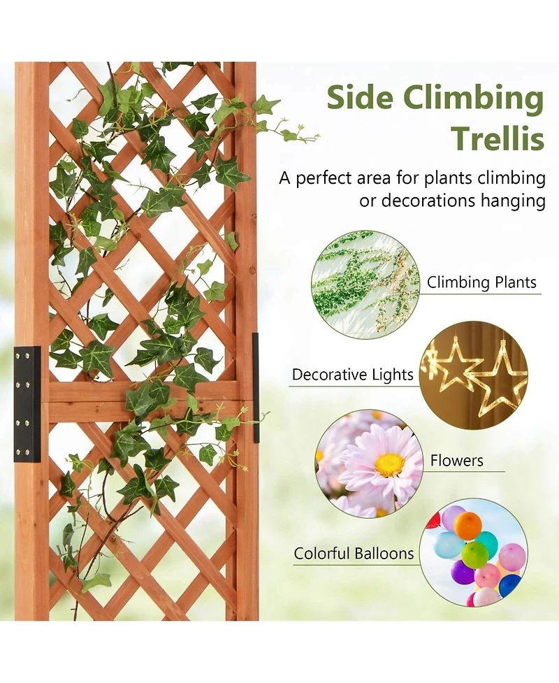 Costway Arbor Over 7FT High Wooden Garden Arch Trellis Pergola Outdoor Patio Plant