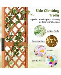 Costway Arbor Over 7FT High Wooden Garden Arch Trellis Pergola Outdoor Patio Plant