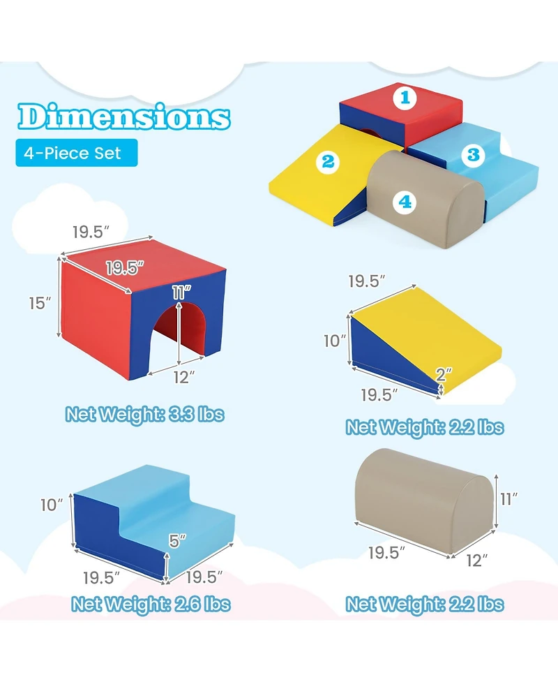 Slickblue Kids Climb and Crawl Foam Play Set Soft Blocks for Indoor Play