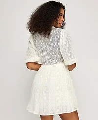 Seni & Cade Juniors' Ruffled V-Neck Lace Dress