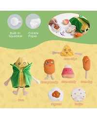 Nocciola Squeaky Crinkle Corn Dog Toys: Durable Plush Stuffed Yellow Pet Chew Toys for Small Medium Breeds Teething, Cute Interactive, 7 Packs