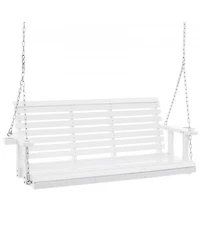 Slickblue Heavy-Duty Wooden Porch Swing with Hanging Chains – Outdoor Bench for Patio, Porch, or Garden