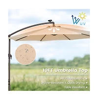 10 Feet Cantilever Umbrella with 32 Led Lights and Solar Panel Batteries
