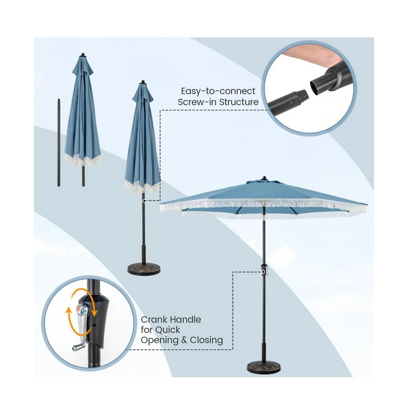 9 feet Patio Umbrella with Sun-Protective Canopy for Patio Garden Pool