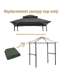 Flynama 8x5Ft Grill Gazebo Replacement Canopy,Double Tiered Bbq Tent Roof Top Cover