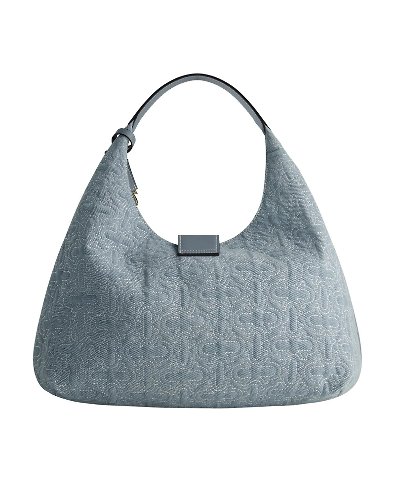 True Religion Quilted Horseshoe Large Denim Hobo