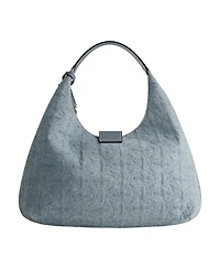 True Religion Quilted Horseshoe Large Denim Hobo
