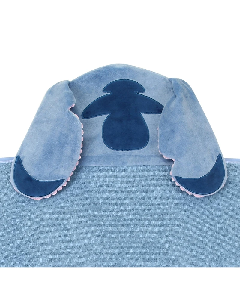 Lambs & Ivy Baby Disney Stitch Luxury Blue Cotton Terry Hooded Bath Towel