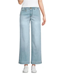 Lands' End Women's Mid Rise Denim Wide Leg Ankle Jeans