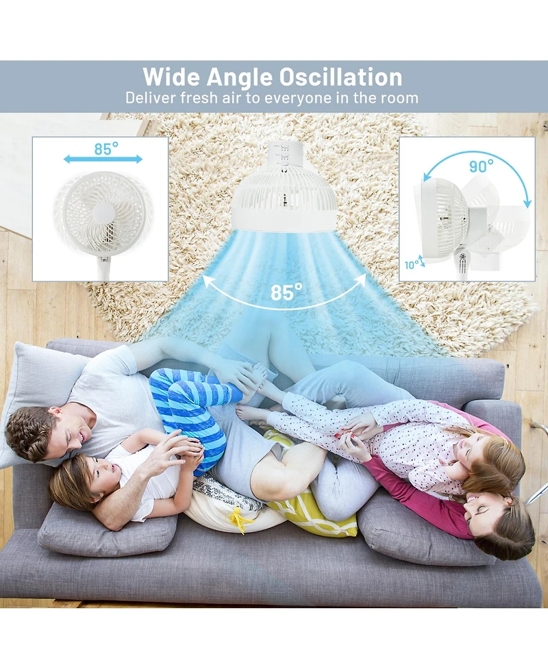 Costway 9'' Oscillating Pedestal Fan Portable Floor Fan w/ 3 Adjustable Heights & Speeds