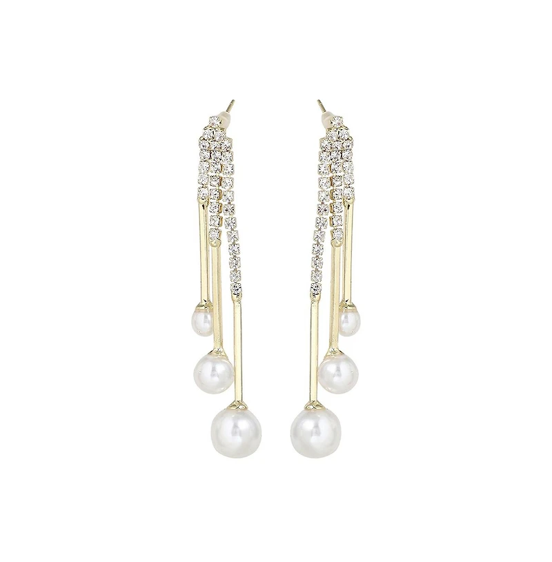 Sohi Women's Blue Snowball Drop Earrings
