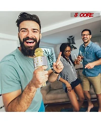 5 Core Microphone Wireless Karaoke Mic With Speaker 3 in 1 Portable Bluetooth Microfono Inalambrico - Wm Spk Copper+Gld