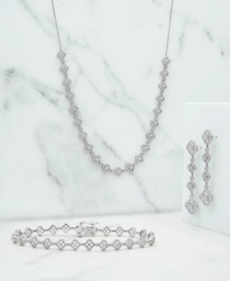 Wrapped In Love Diamond Clover Necklace Tennis Bracelet Drop Earrings Collection In 14k White Gold Exclusively At Macys