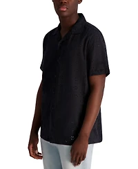 Karl Lagerfeld Paris Men's Floral Eyelet Shirt