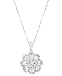 Wrapped in Love Diamond Round & Baguette 18" Pendant Necklace (1 ct. t.w.) in 14k White Gold, Exclusively at Macy's