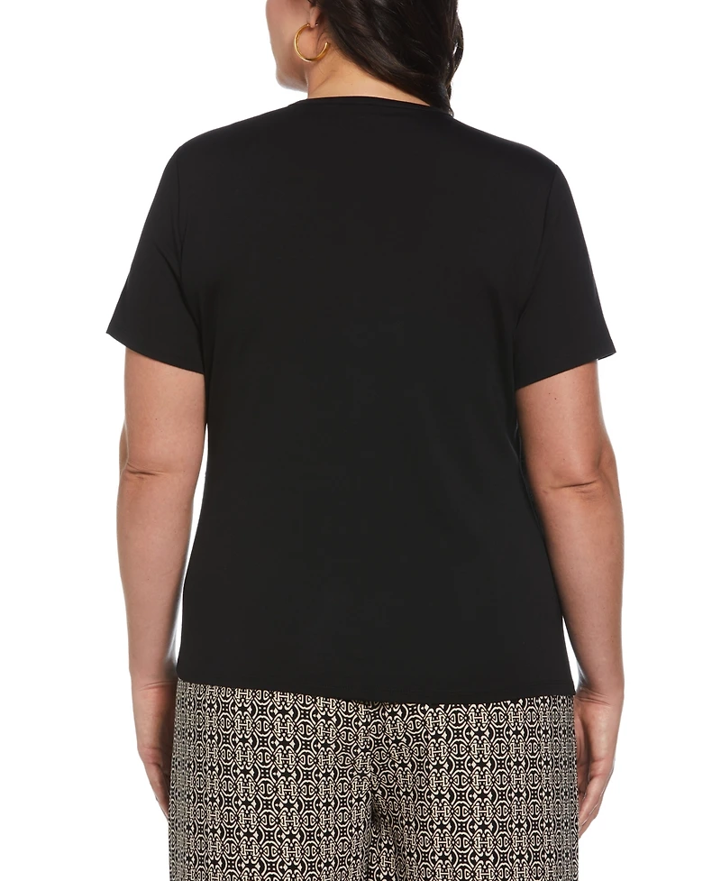 Ella Rafaella Plus Asymmetrical Wrap Short Sleeve Top