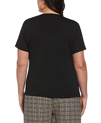 Ella Rafaella Plus Asymmetrical Wrap Short Sleeve Top