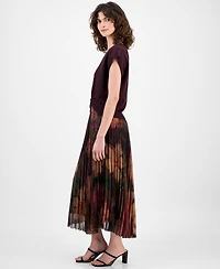 Robbie Bee Women's Knit-Bodice Pleated-Skirt Dress