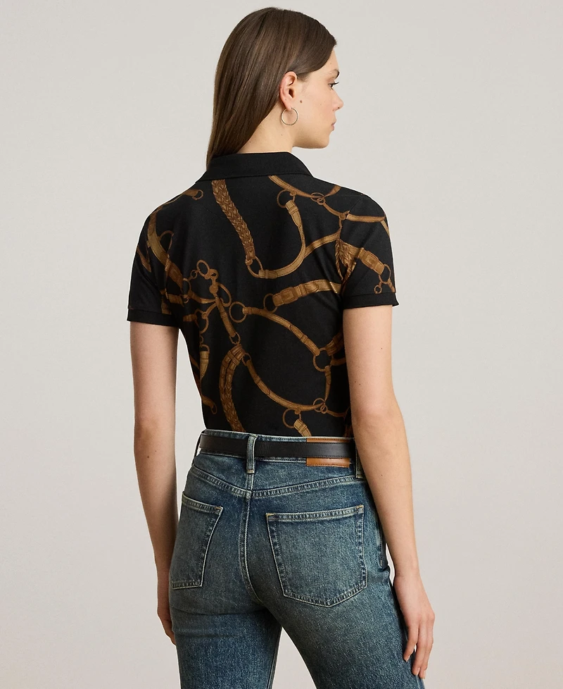 Lauren Ralph Women's Belting-Print Stretch Pique Polo Shirt