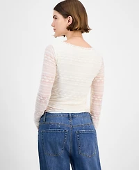 Celebrity Pink Juniors' Long-Sleeve Lace V-Neck Top
