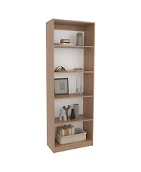 Depot E-Shop Vinton 4-Tier Bookcase with Modern Storage for Books and Decor, Natural Oak / White