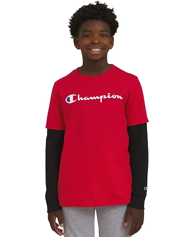 Champion Big Boys Layered-Look Logo Graphic T-Shirt