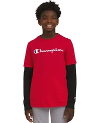 Champion Big Boys Layered-Look Logo Graphic T-Shirt