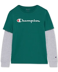Champion Big Boys Layered-Look Logo Graphic T-Shirt