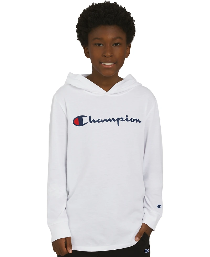 Champion Big Boys Signature Logo Long-Sleeve Hooded T-Shirt