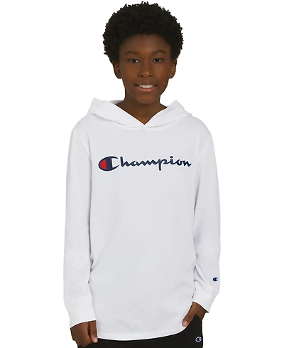 Champion Big Boys Signature Logo Long-Sleeve Hooded T-Shirt