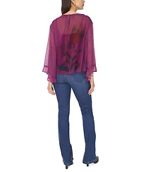 Vince Camuto Women's Chiffon Flutter-Sleeve Top