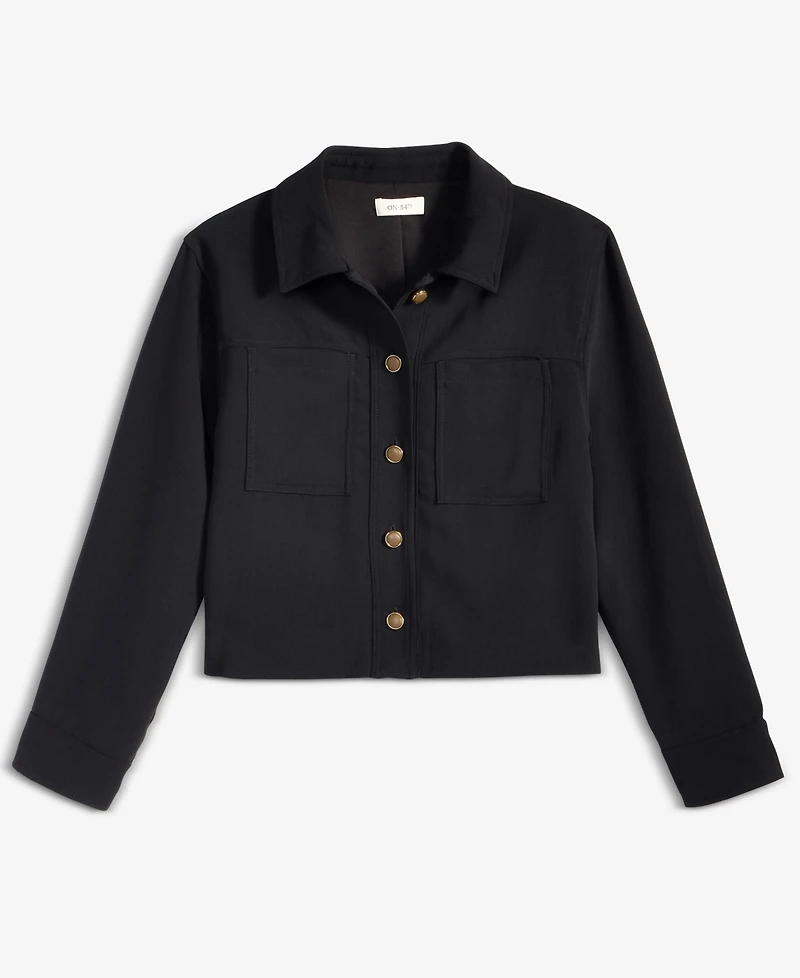 On 34th Women's Cropped Button-Front Long-Sleeve Jacket, Macy's Exclusive