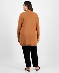 Jm Collection Plus Open-Front Long-Sleeve Cardigan, Exclusively at Macy's