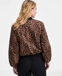 On 34th Women's Leopard Print Bubble-Hem Bomber Jacket, Macy's Exclusive