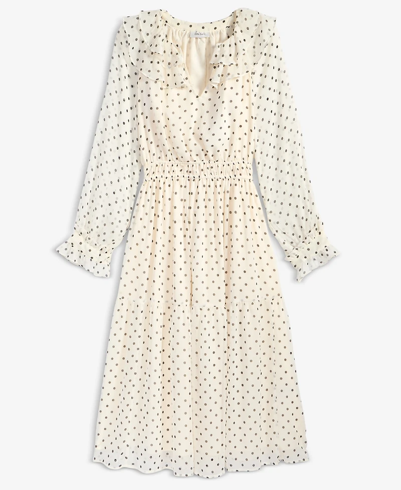On 34th Women's Printed Ruffle-Trim Long-Sleeve Midi Dress, Macy's Exclusive