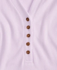 On 34th Women's Puff-Shoulder Long-Sleeve Henley T-Shirt, Macy's Exclusive