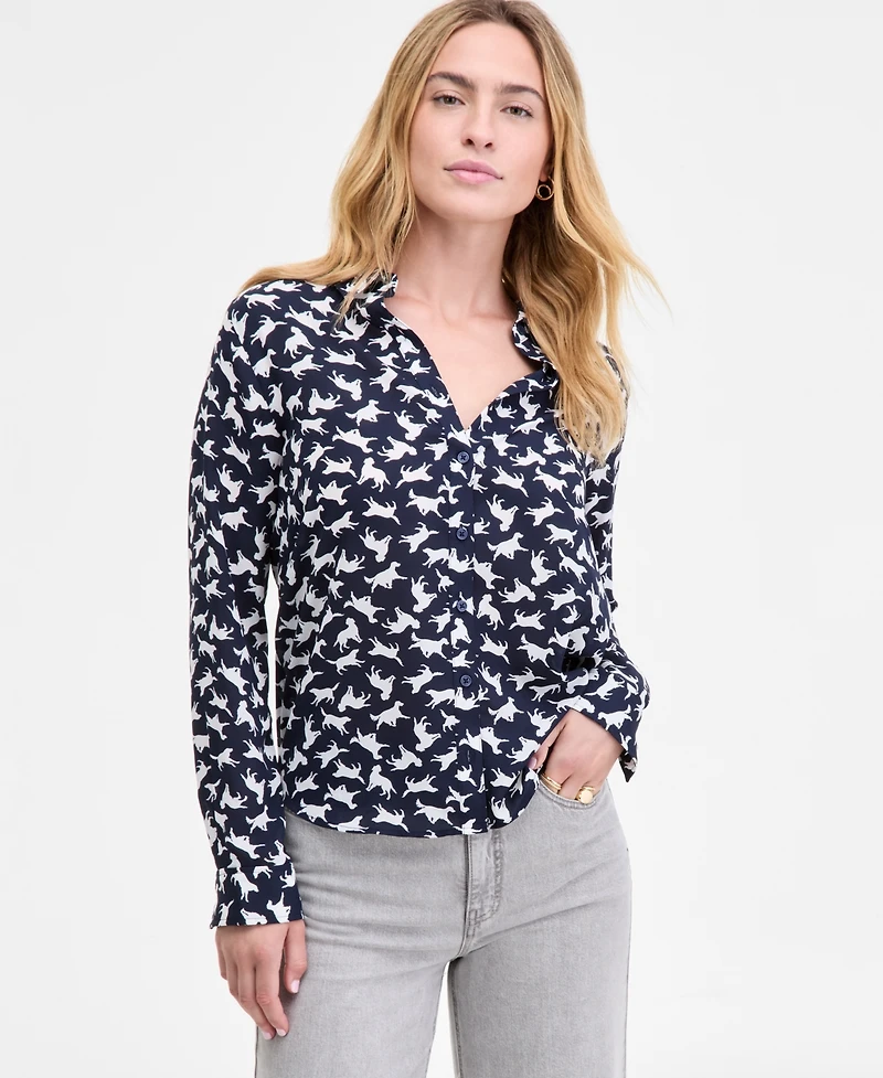 On 34th Women's Button-Front Crepe Shirt