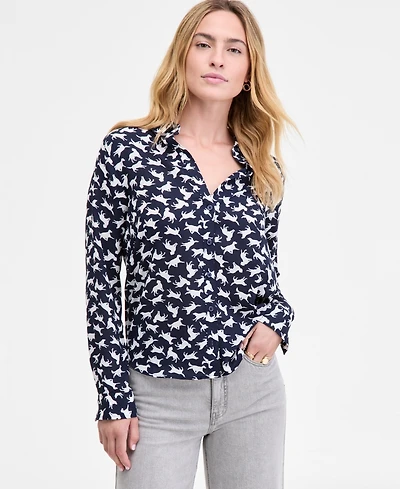 On 34th Women's Button-Front Crepe Shirt