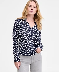 On 34th Women's Button-Front Crepe Shirt