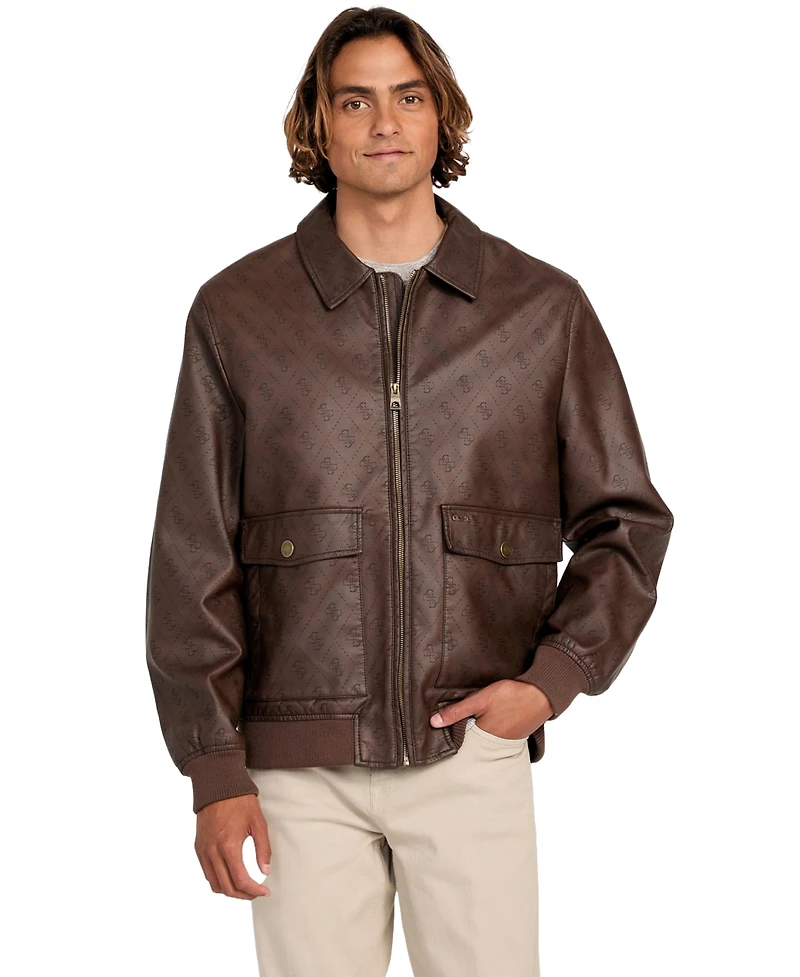Guess Men's Monogram Aviator Jacket