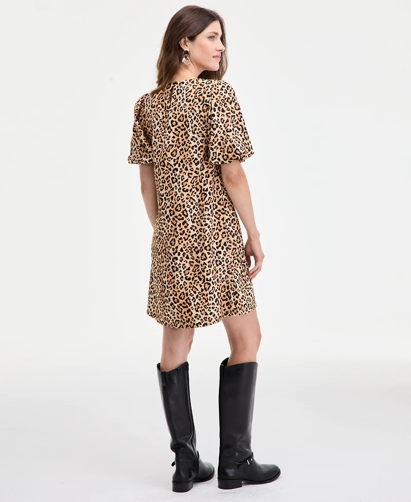 On 34th Women's Sketchy Leopard-Print Puff-Sleeve Mini Dress, Macy's Exclusive