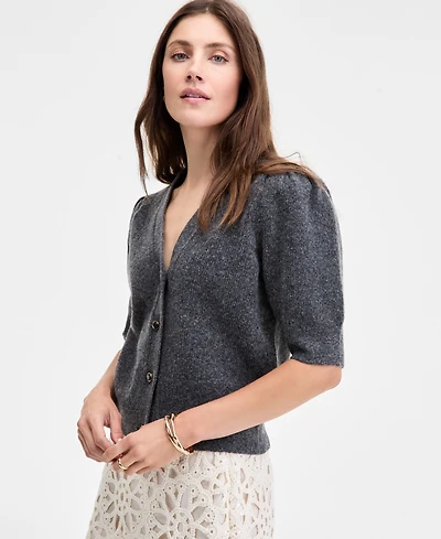 On 34th Women's Puff-Sleeve V-Neck Cardigan, Macy's Exclusive