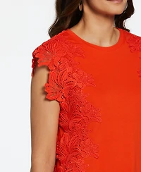 Ella Rafaella Petite Sleeveless Knit Top with Lace Detail