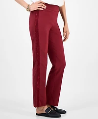 Jm Collection Women's Lace Side Panel Pull-On Pants