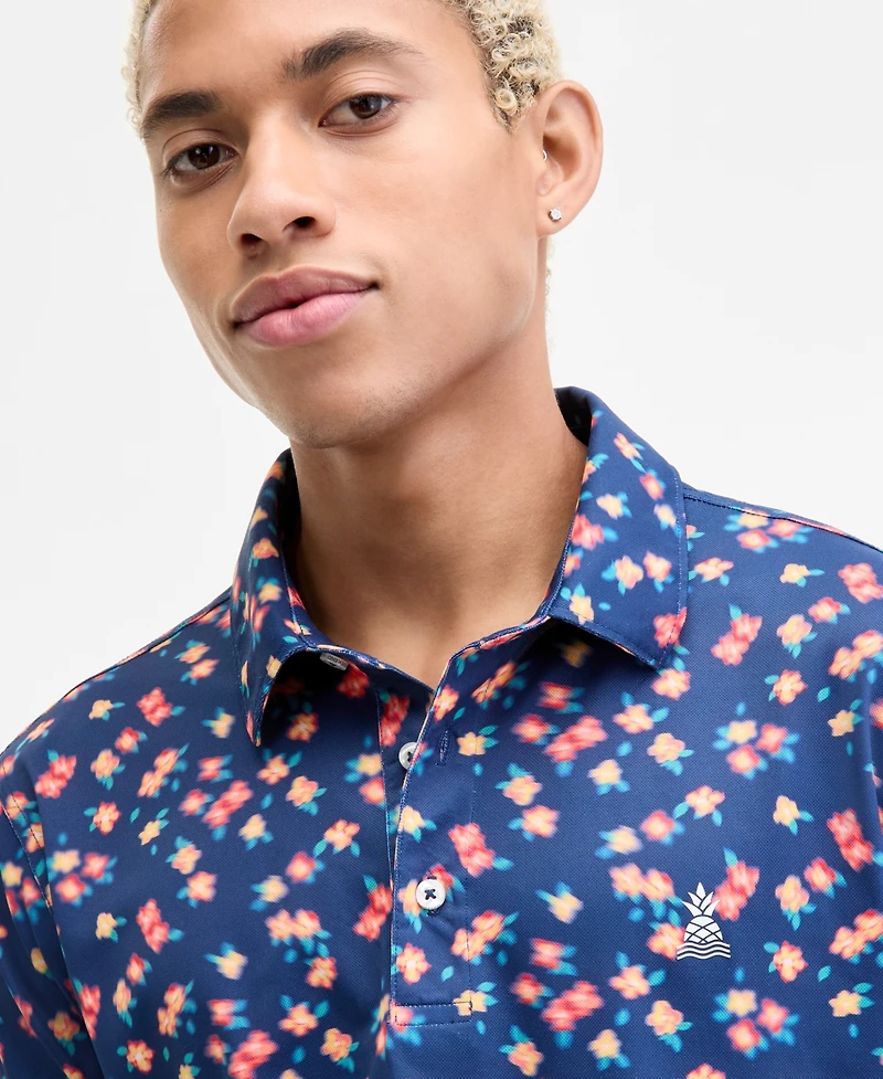 Chubbies Men's Range Flowers Motion Tailored-Fit Performance Golf Polo Shirt