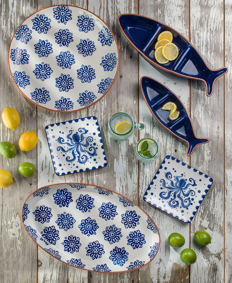 Euro Ceramica Costa Azul Fish-Shaped Divided Serving Dish