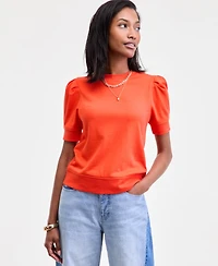 On 34th Women's Puff-Sleeve French Terry Sweatshirt, Macy's Exclusive