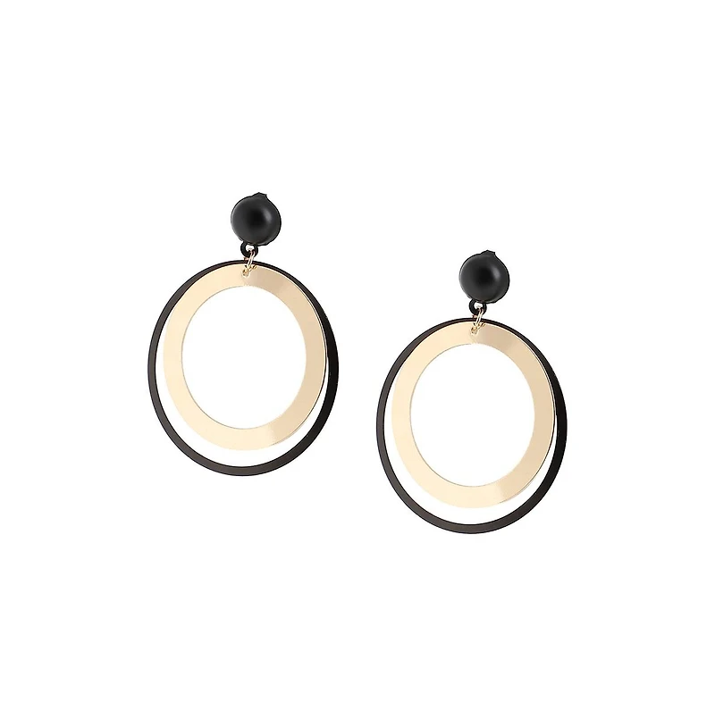 Sohi Women's Gold Block Drop Earrings