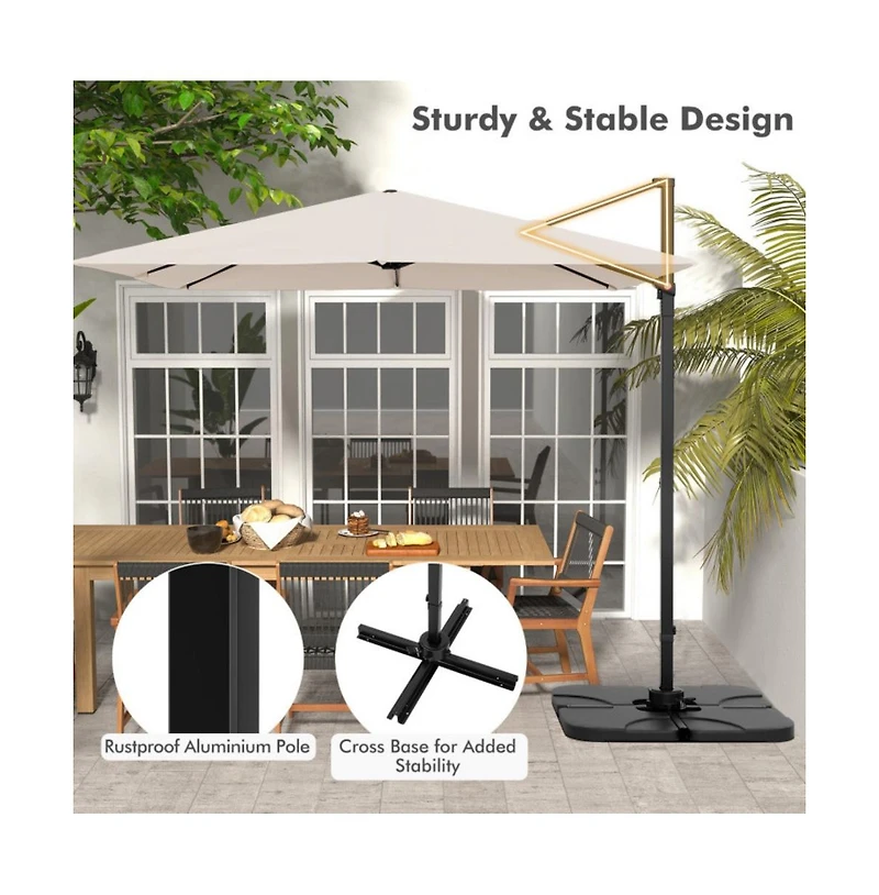 9.5 Feet Square Patio Cantilever Umbrella with 360° Rotation