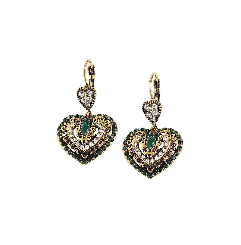 Sohi Women's Pink Heart Drop Earrings